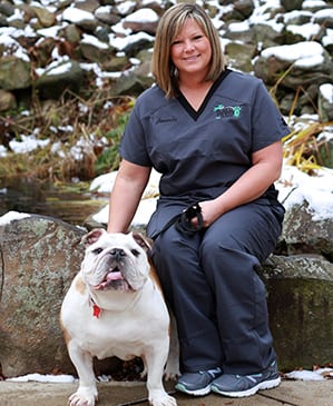 Amanda with white bulldog: Animal Hospital in Rennselaer